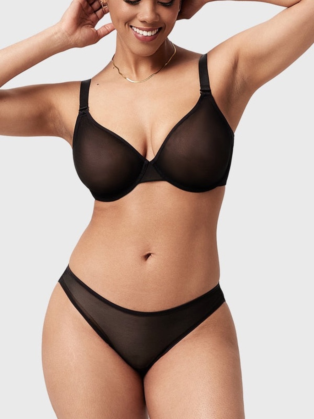 New HSIA Seraphina Unlined Underwire Sheer Mesh Bra Size 36C Black Balconette